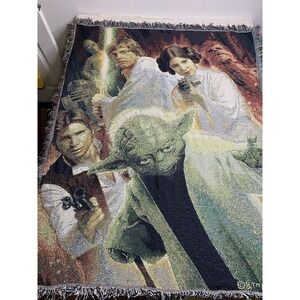Star Wars Woven Throw Blanket Tapestry 42x55In Yoda Princess Leia R2-D2 Han Solo